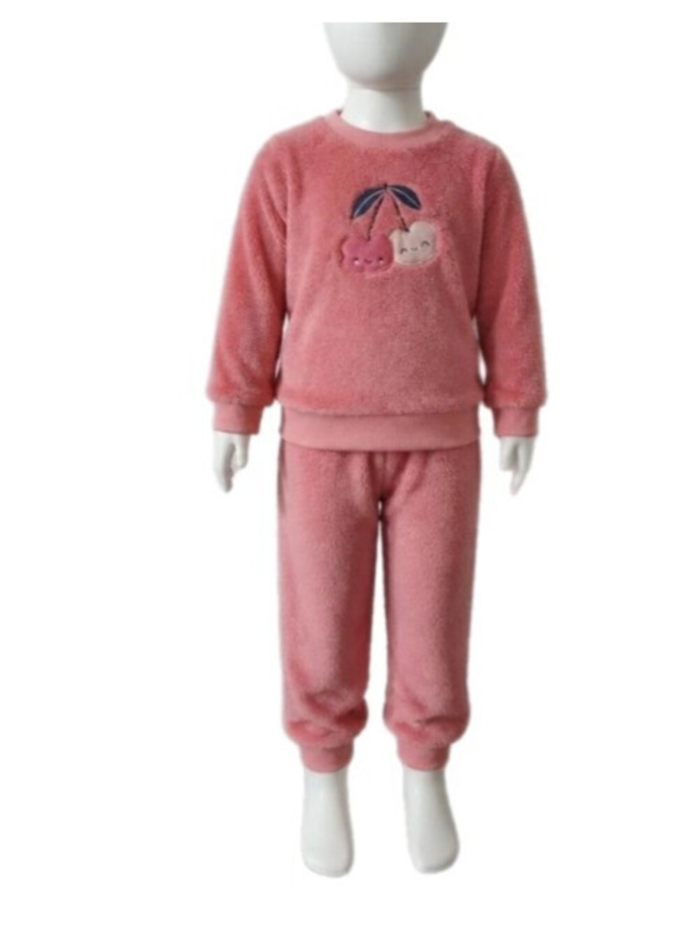 Pekkle 24 mo Todler Girl two piece faux fur sweats cherries